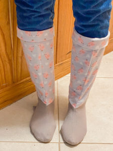Keep warm and toasty with this quick and easy welly liner sewing pattern. Wear them inside your rain boots and have fun puddle jumping!